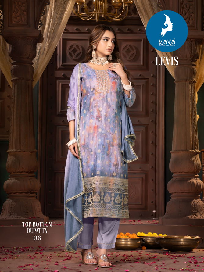 Levis By Kaya Chanderi Silk Designer Kurti With Bottom Dupatta Wholesalers In Delhi
